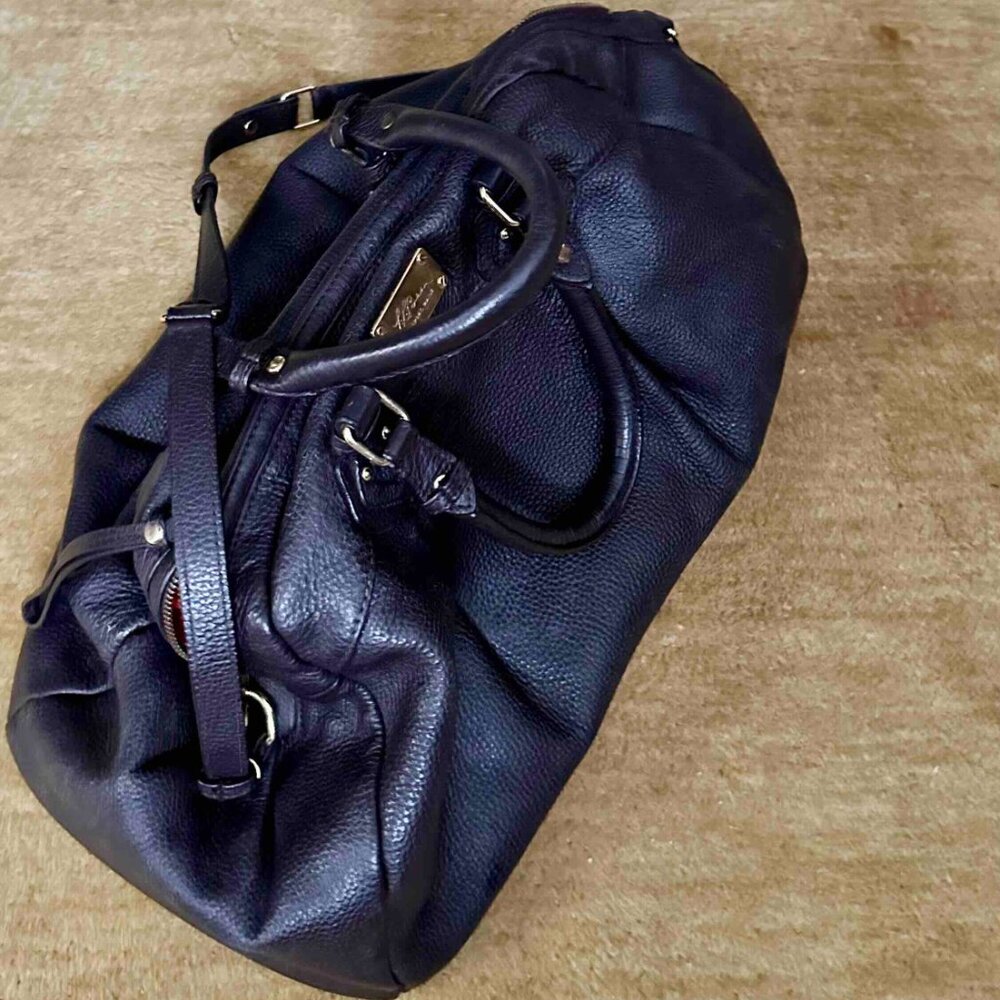 LL Bean Signature Leather Weekender Satchel Doctor Overnight Speedy Bag EUC